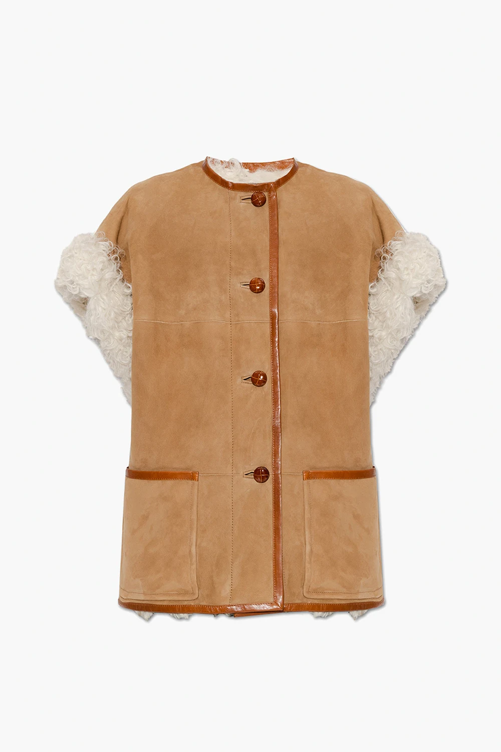Short-sleeved shearling coat