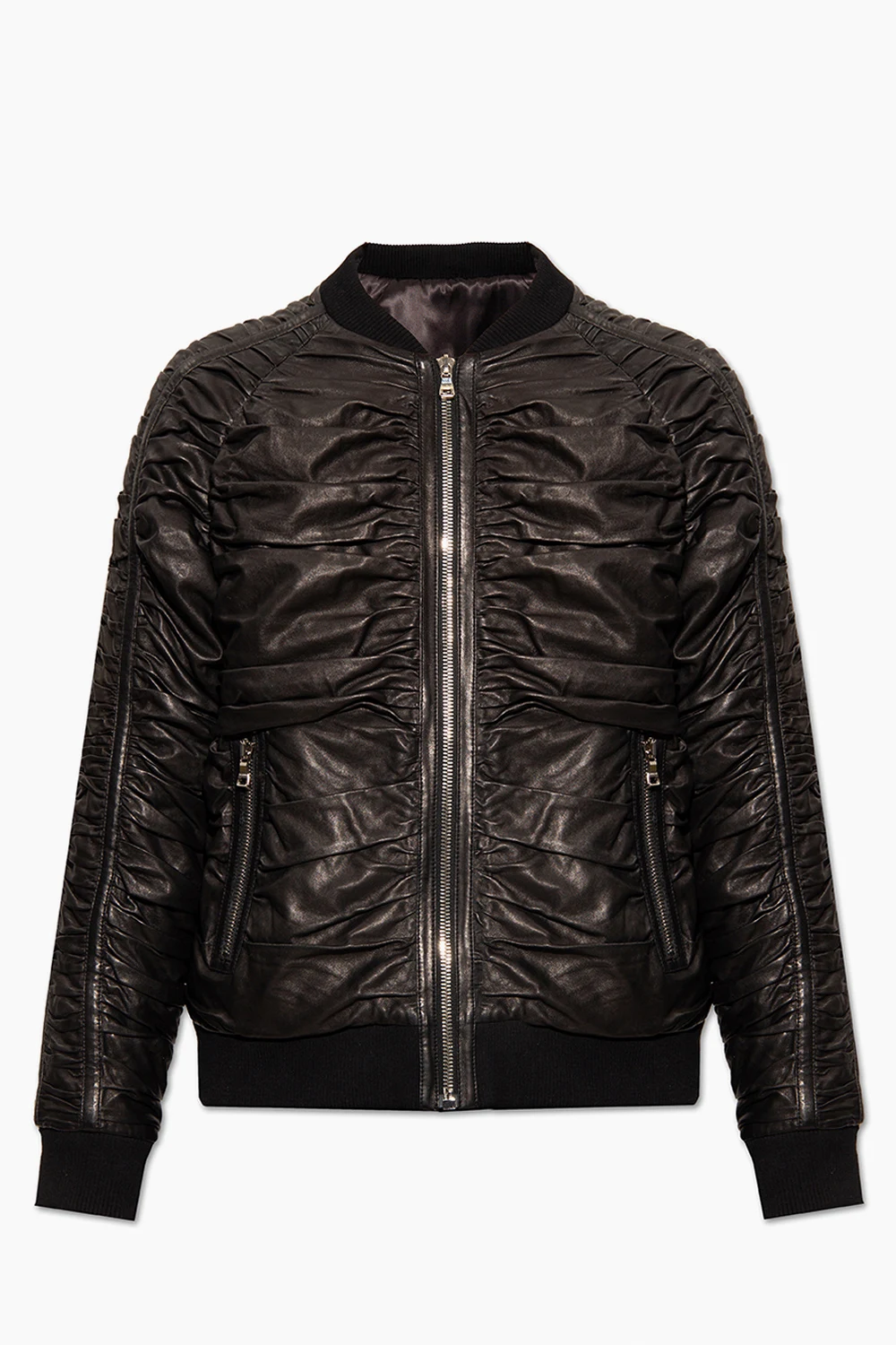 Leather bomber jacket
