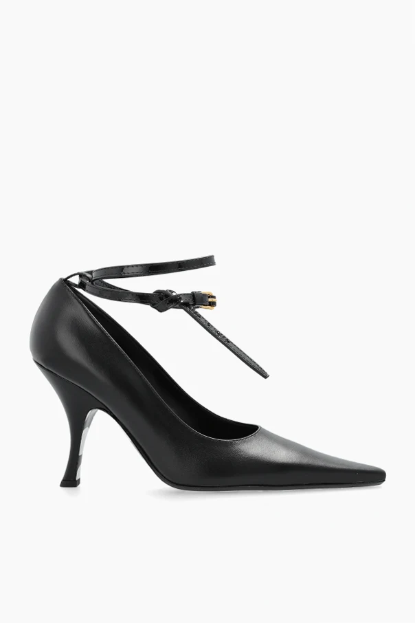 BLACK Leather high heels