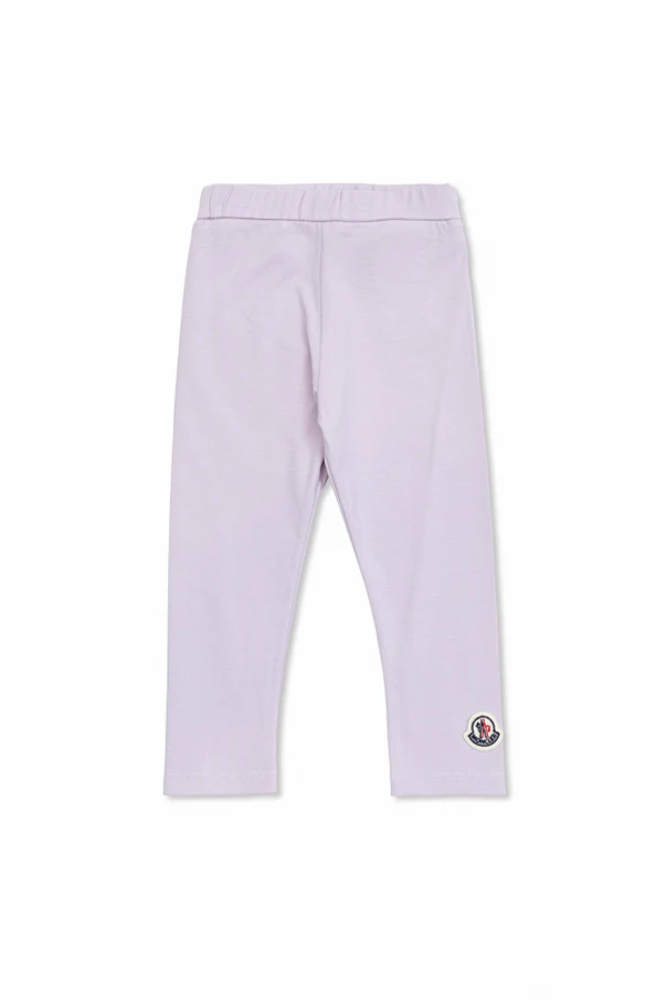 FIOLETOWY Legginsy z naszywką z logo