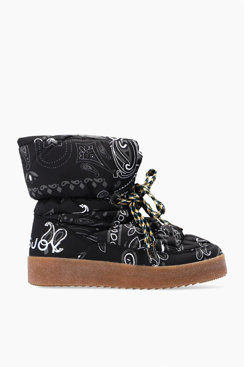 Snow boots with paisley motif
