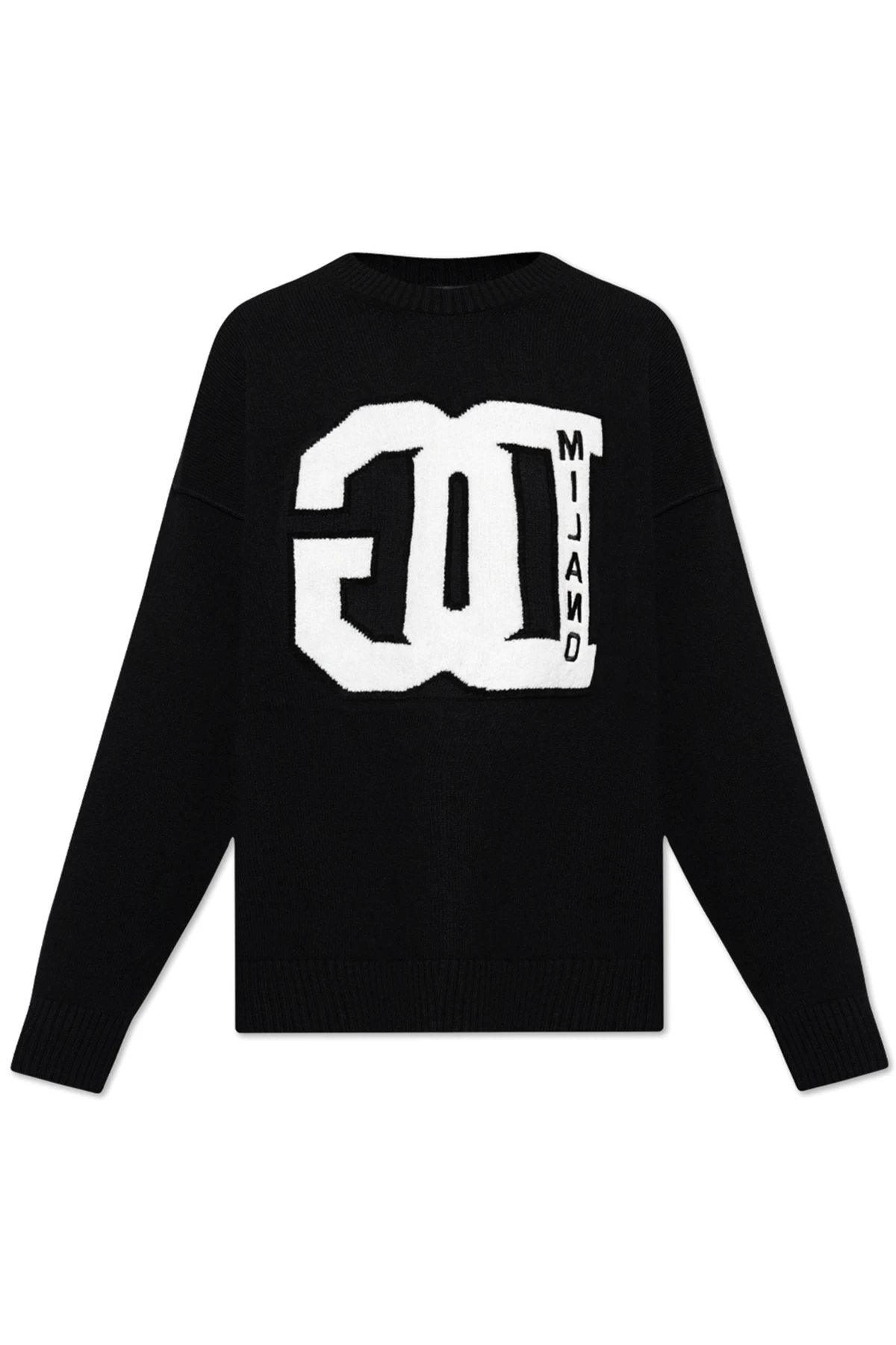 SCHWARZ Pullover mit gesticktem Logo