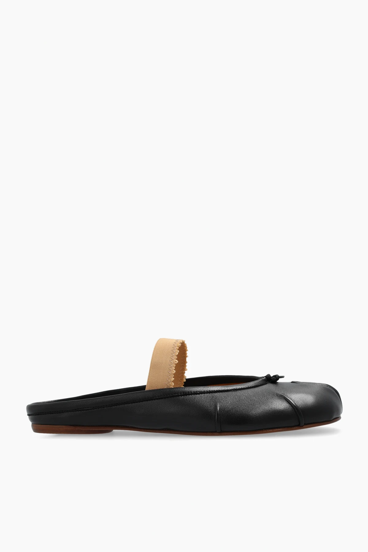 CZARNY Skórzane klapki z wycięciem ‘Tabi’