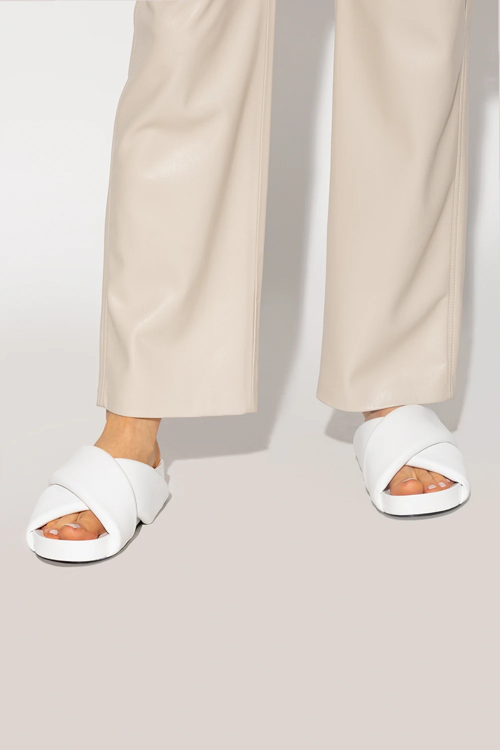 Leather slides