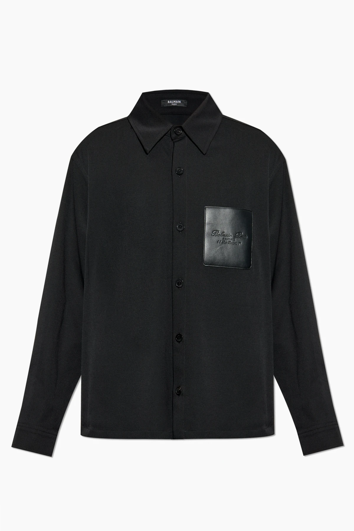 BLACK Shirt with leather pocket