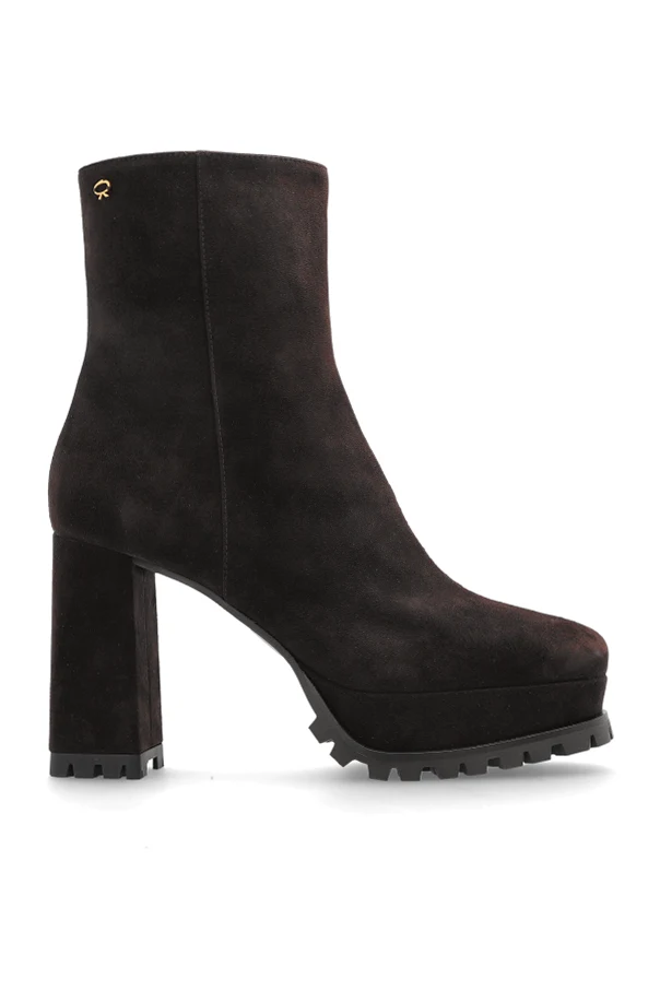 BRĄZOWY Botki na obcasie ‘Harlem’