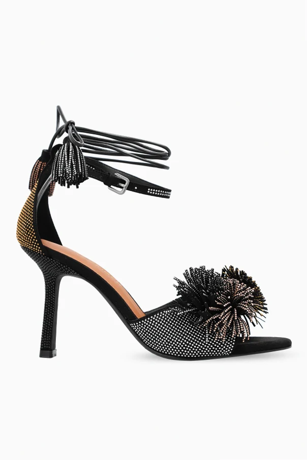 SCHWARZ Sandalen mit Absatz ‘Pom Pom’
