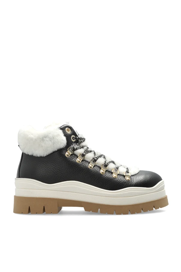 BLACK Leather snow boots