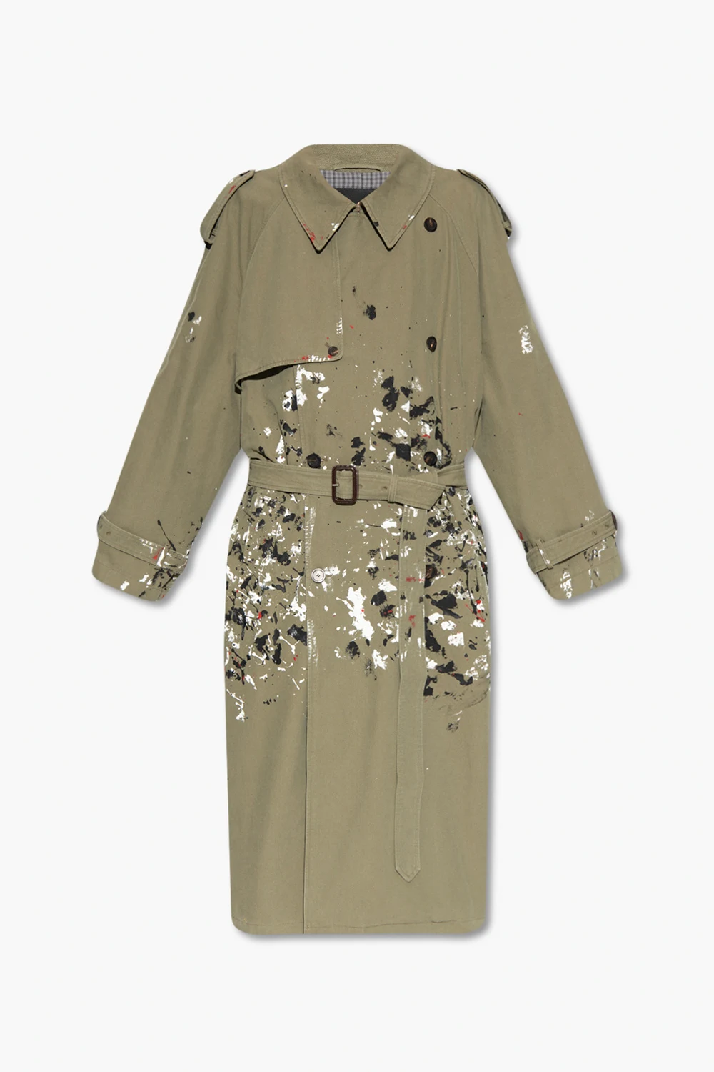 Trench coat with paint effect