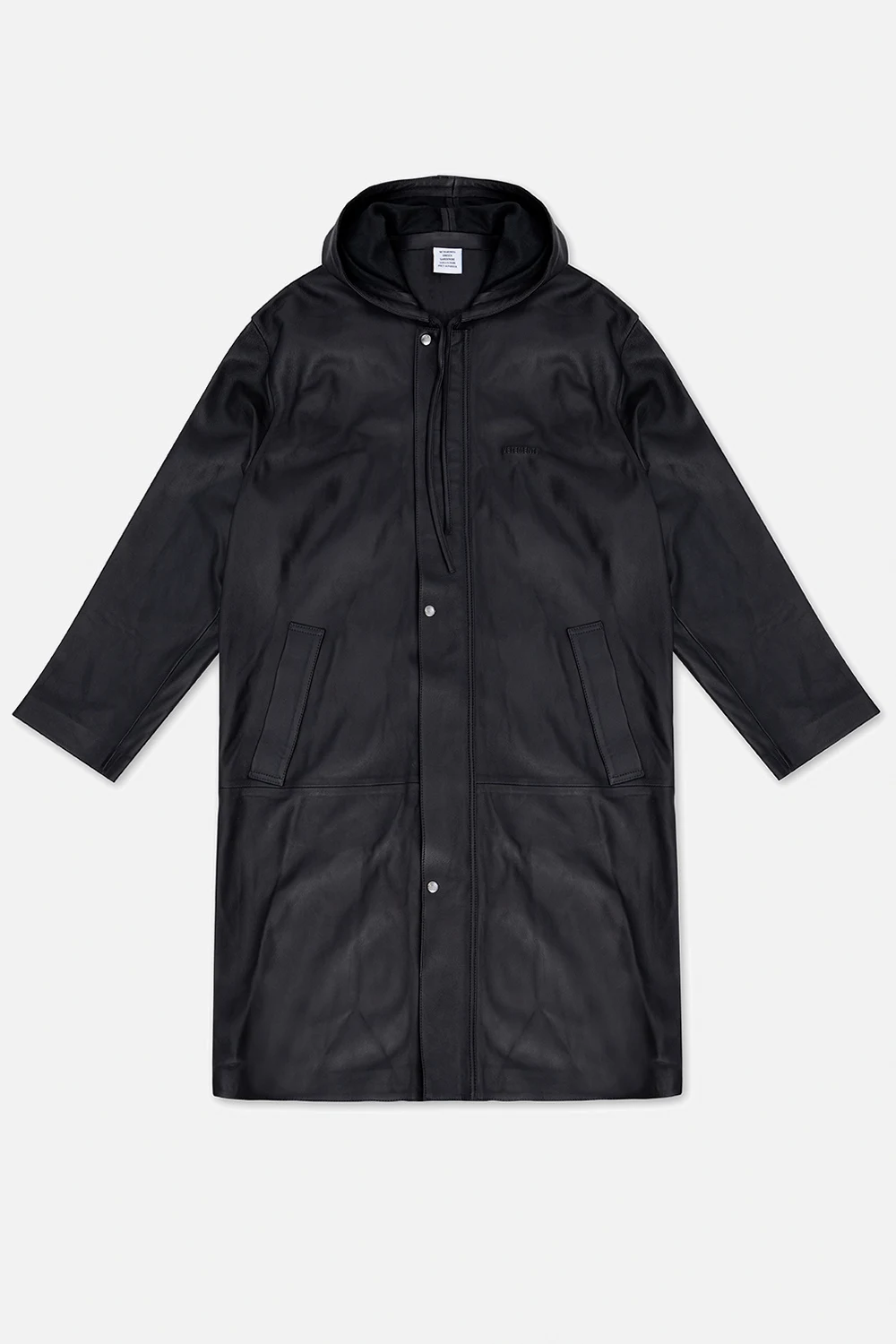 Hooded leather coat