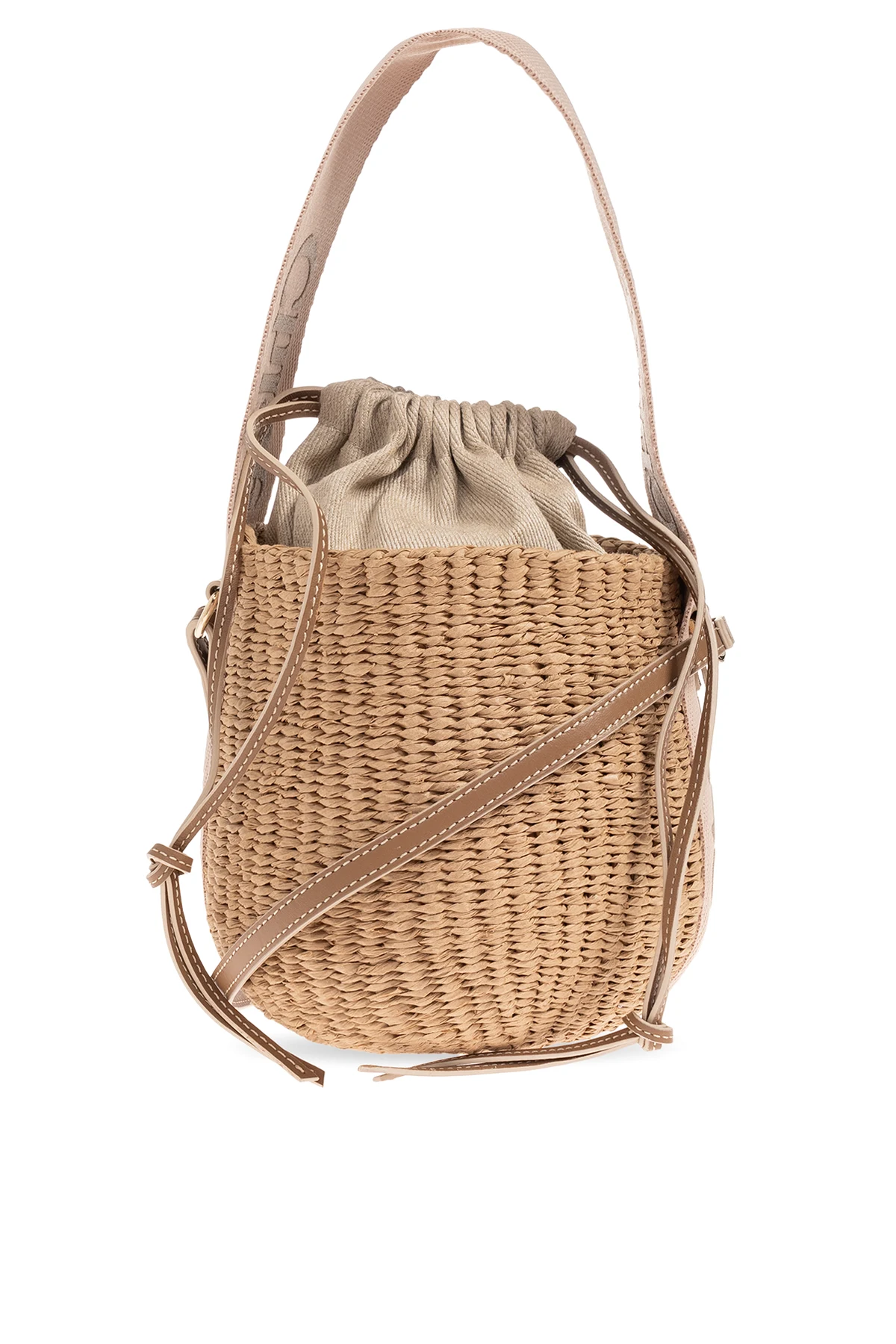 BEIGE ‘Woody Mini’ bucket shoulder bag