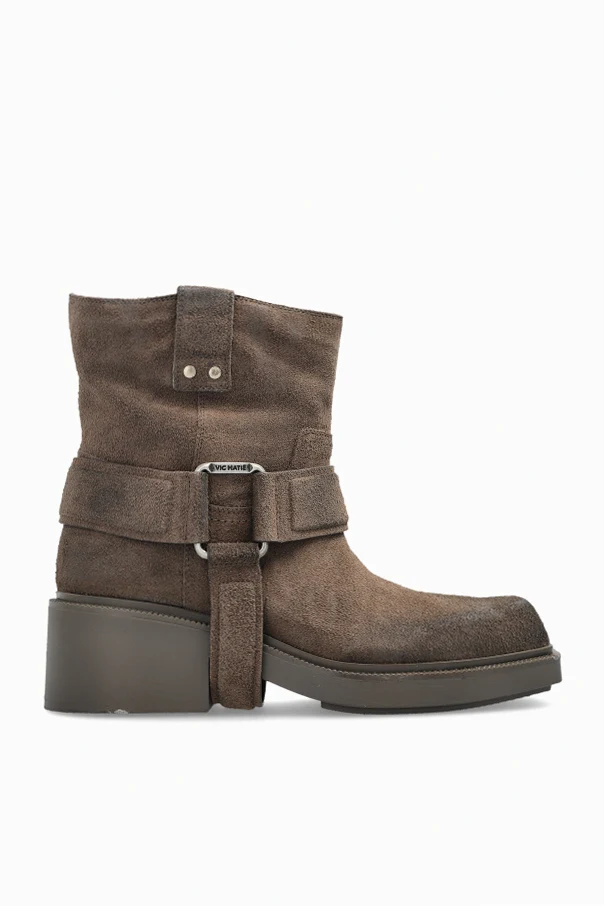 BROWN Leather ankle boots