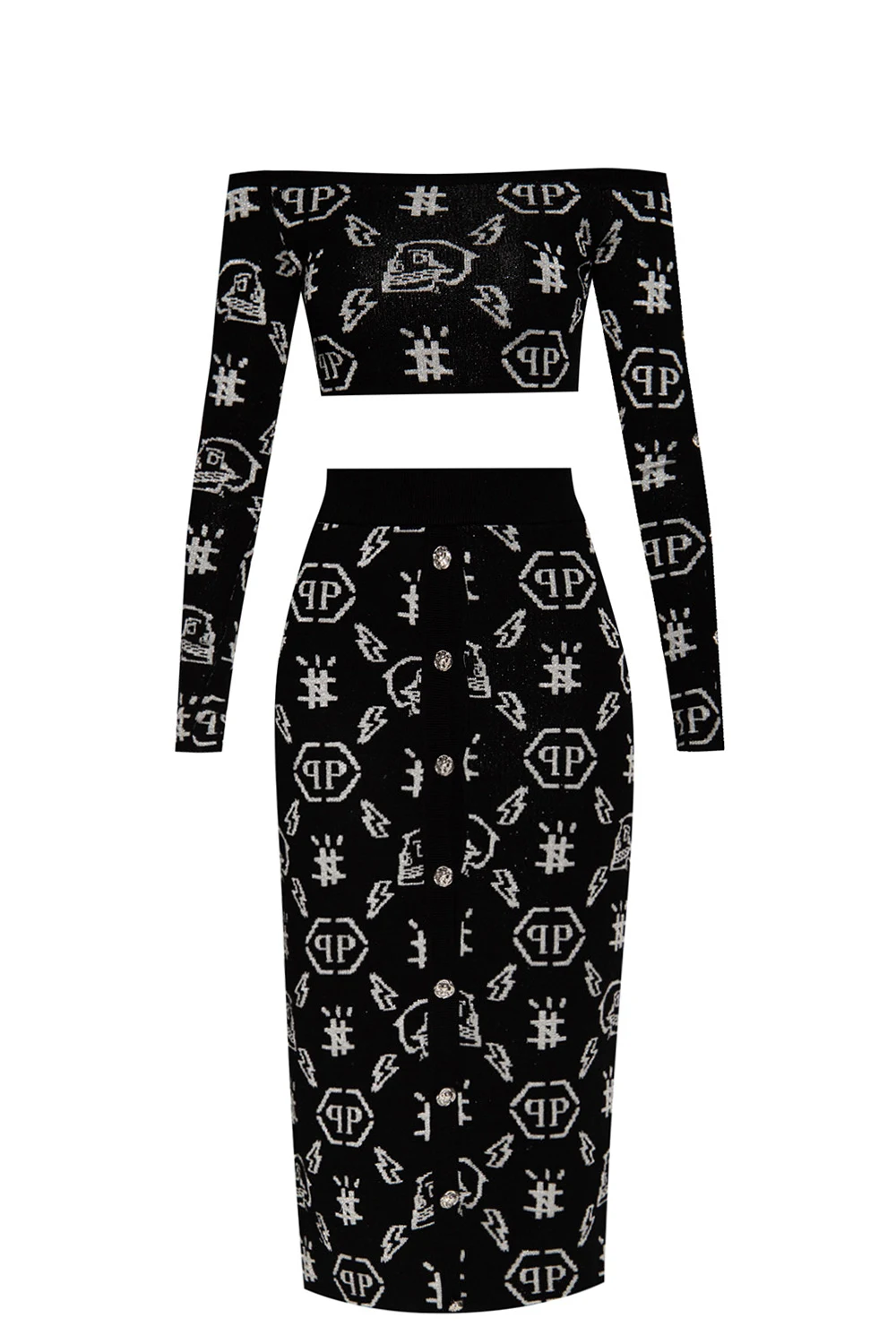 Patterned crop top & skirt