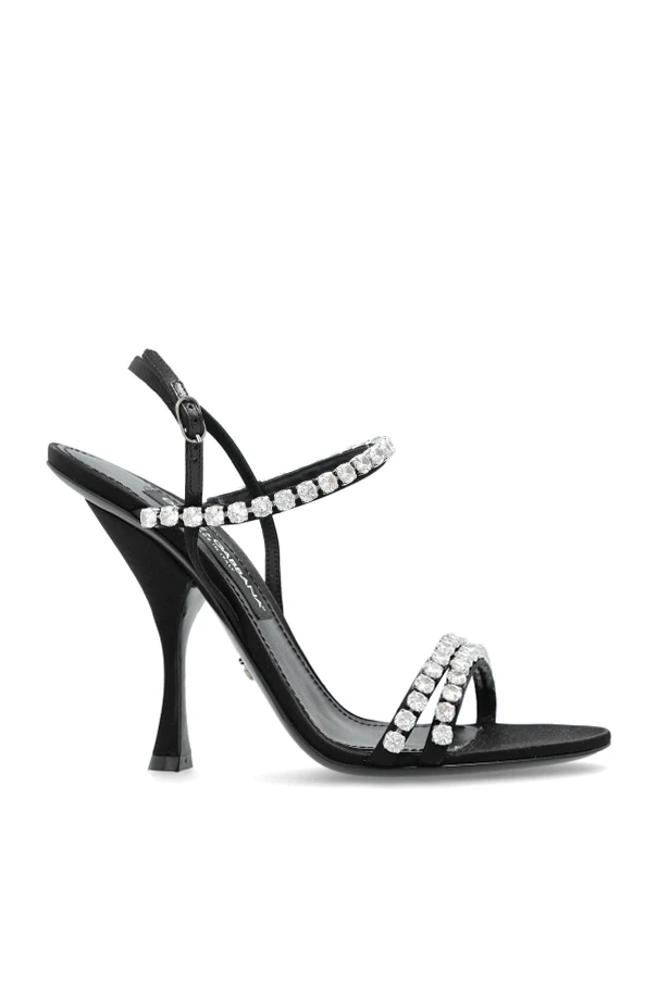 SCHWARZ Sandalen mit Absatz mit glänzenden Kristallen