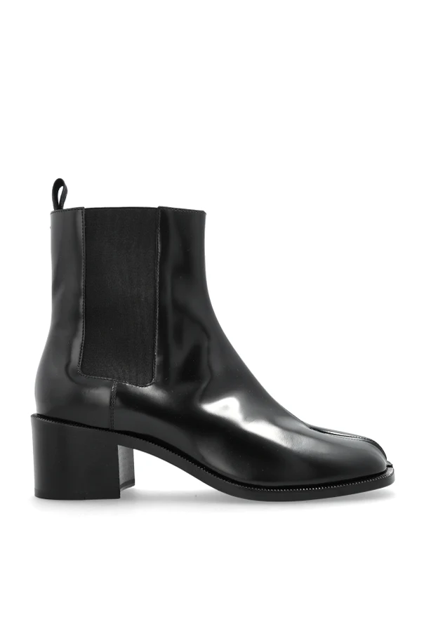 BLACK Heeled ankle boots with "Tabi" cutout