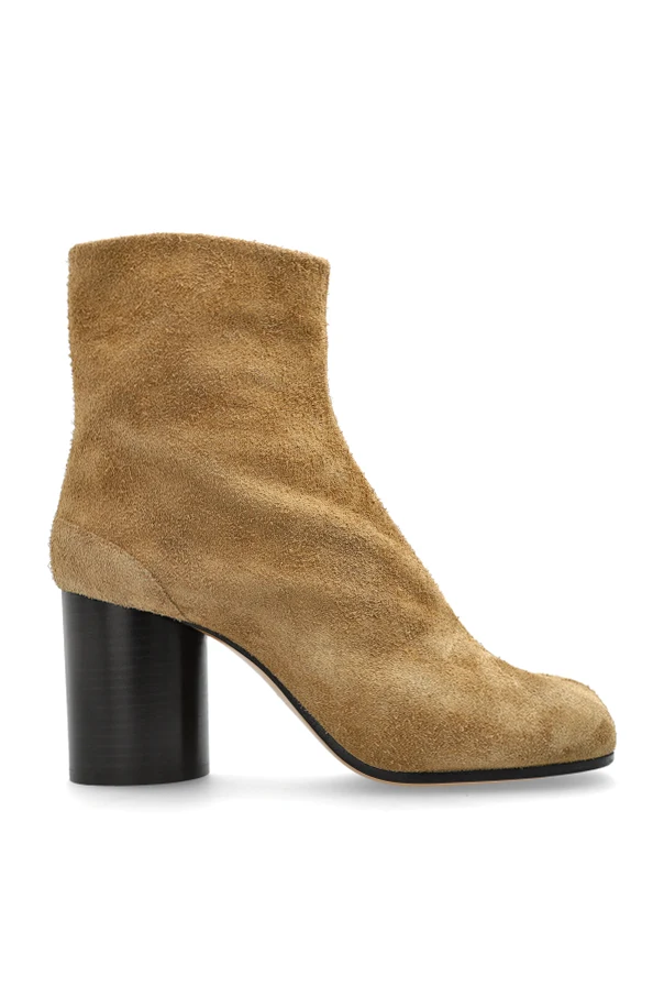 beige Heeled ankle boots with "Tabi" cut-out
