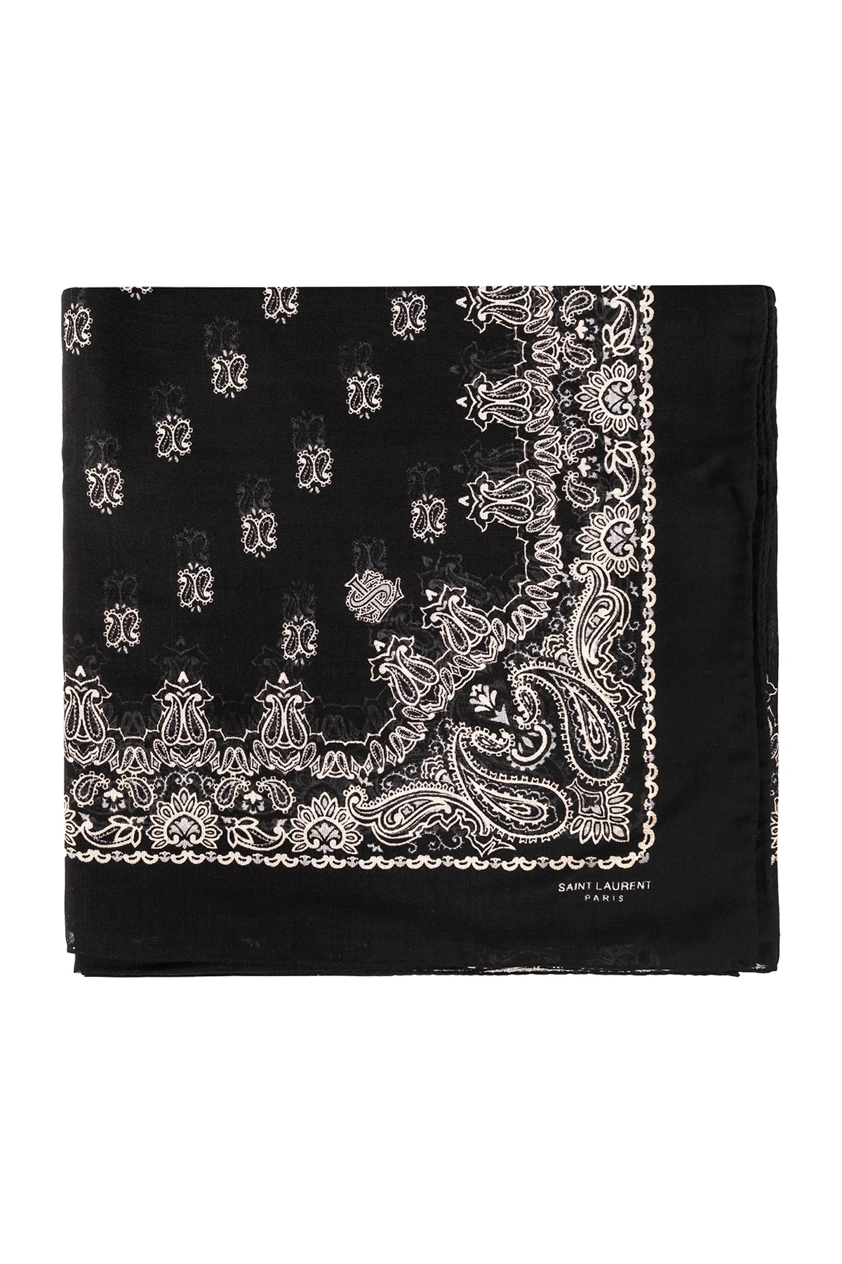 CZARNY Szal z motywem ‘paisley’