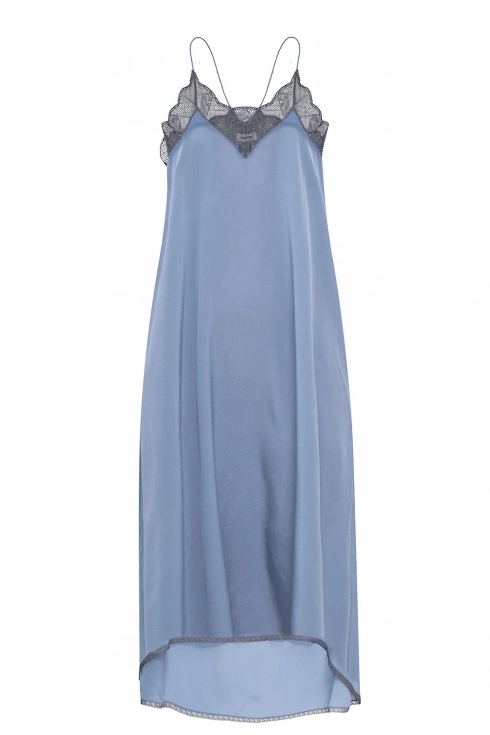 Silk dress with lace trim