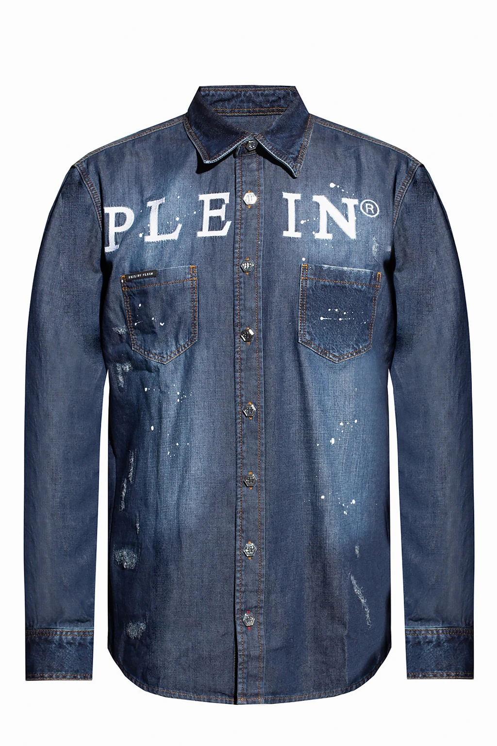 Denim shirt with logo