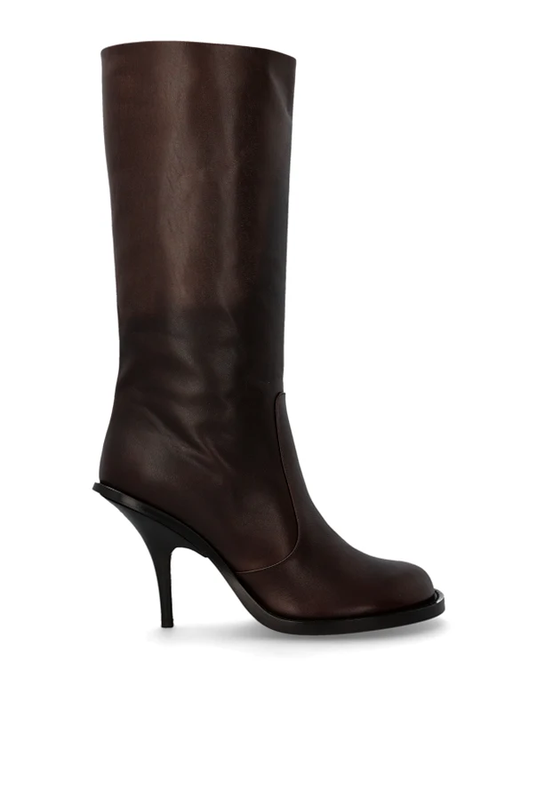 BROWN Leather heeled boots