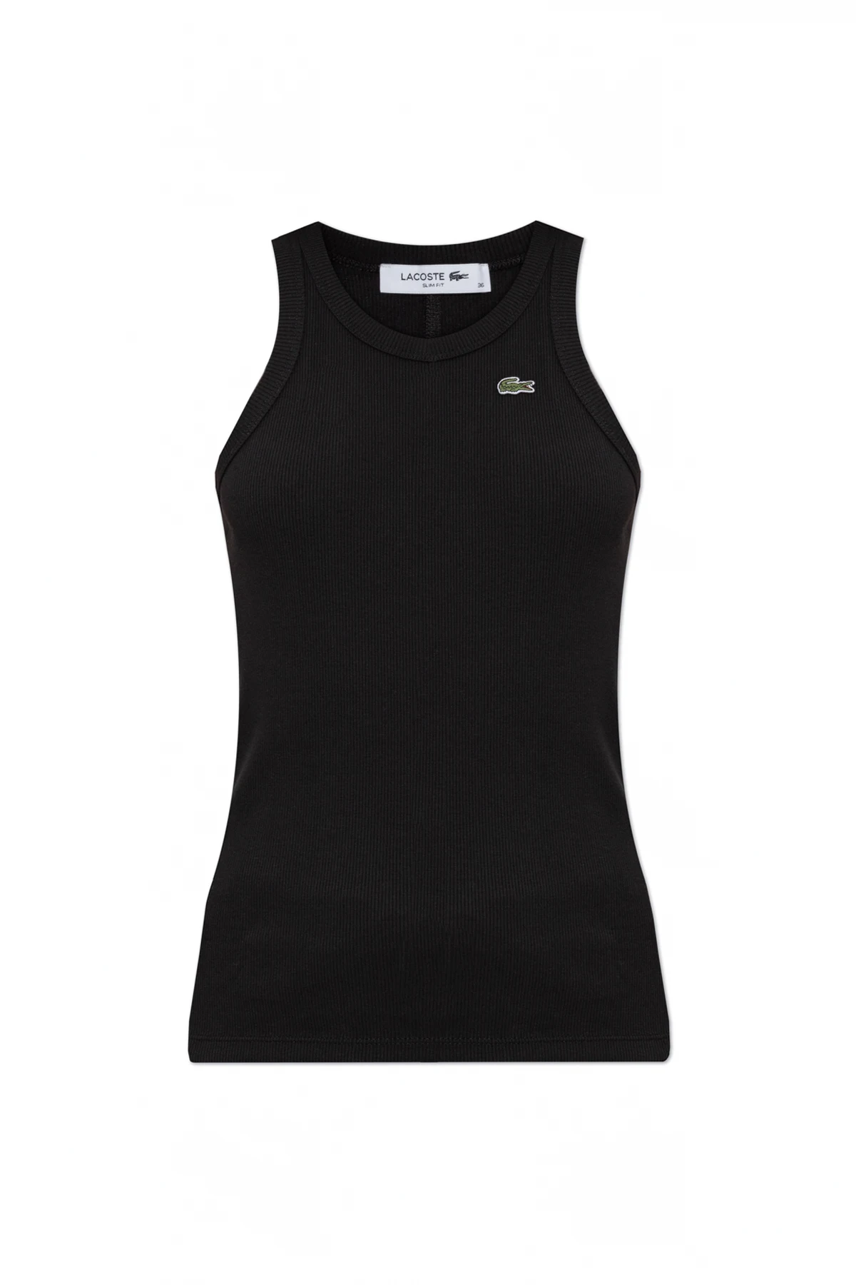 BLACK Ribbed top with logo patch