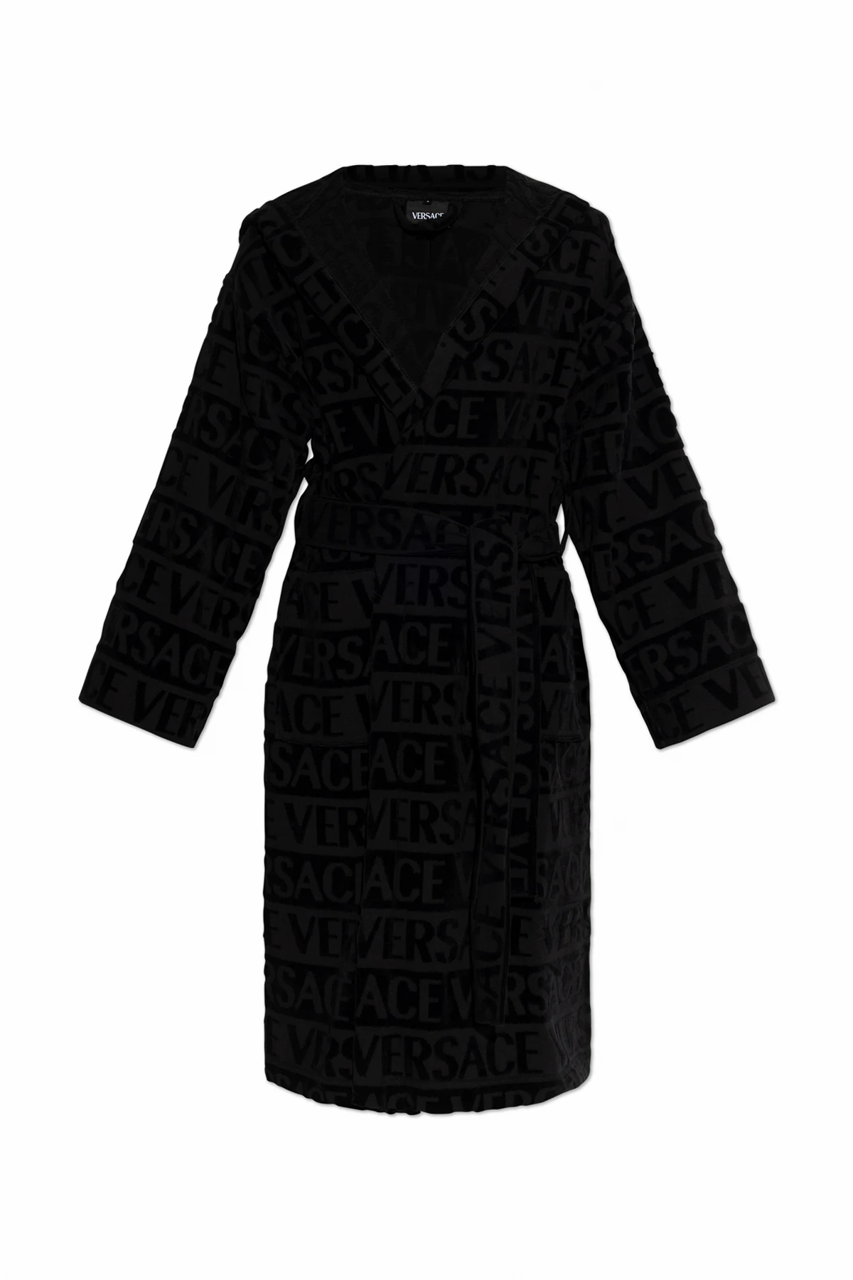 SCHWARZ Bademantel aus Baumwolle mit Monogramm