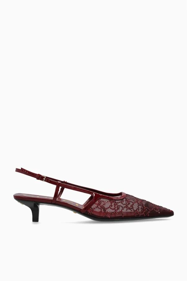 BURGUNDY Heeled shoes with shimmering crystals