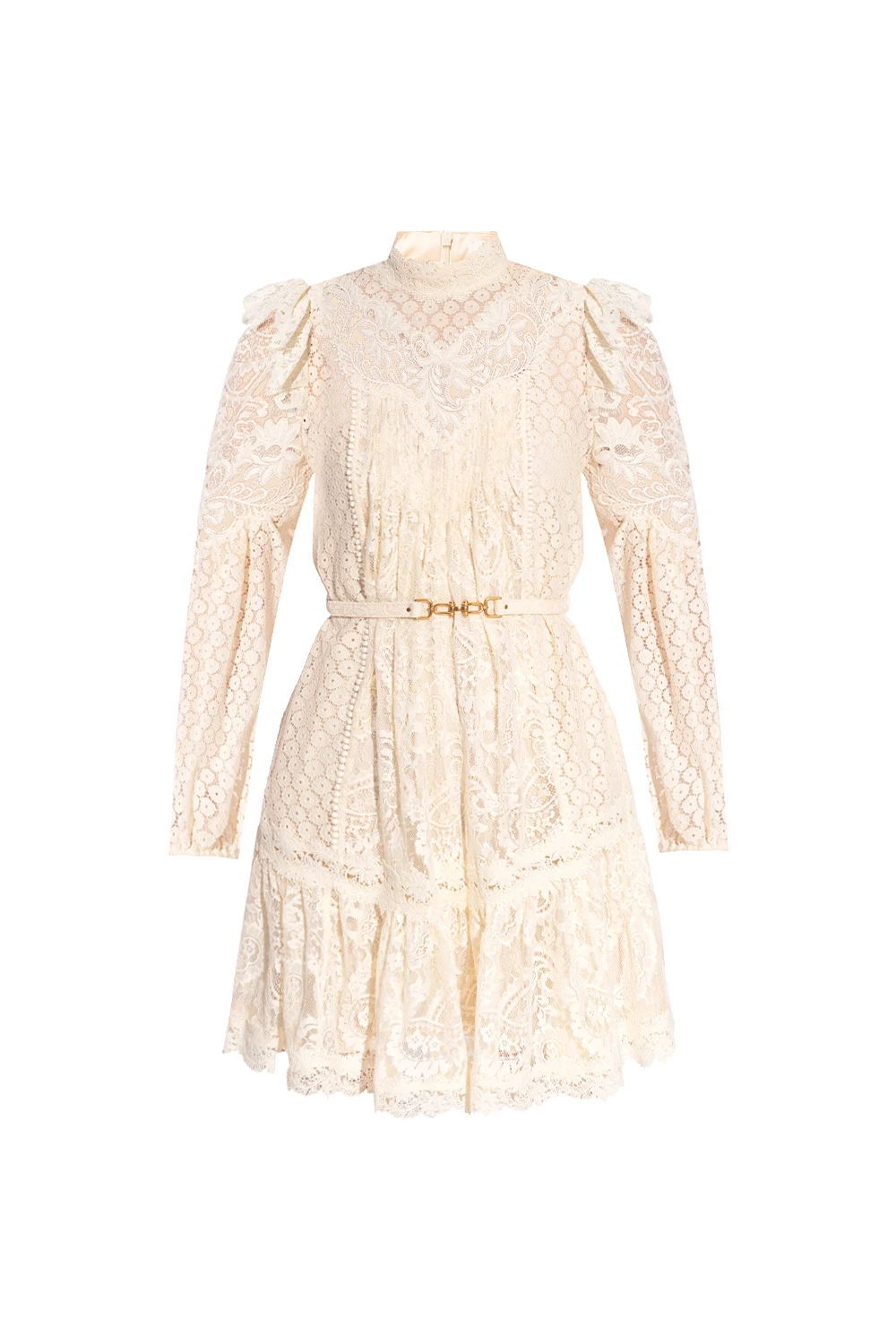 Openwork dress with belt