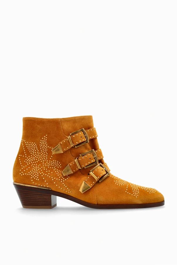 BROWN Suede heeled ankle boots "Susan"