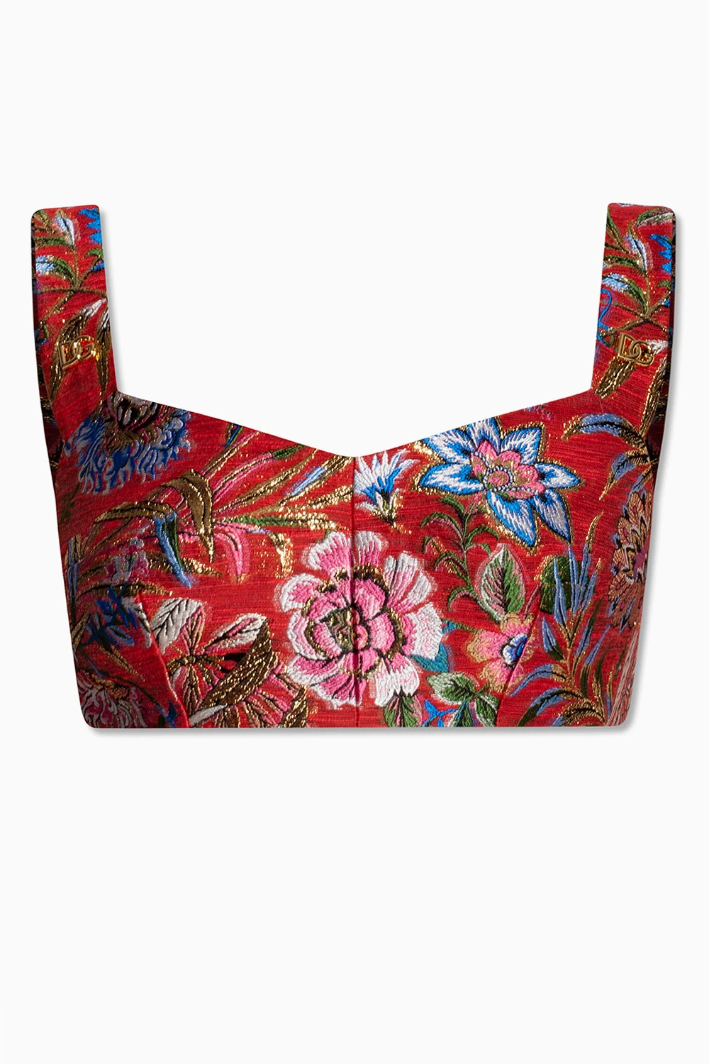 RED Top with floral motif