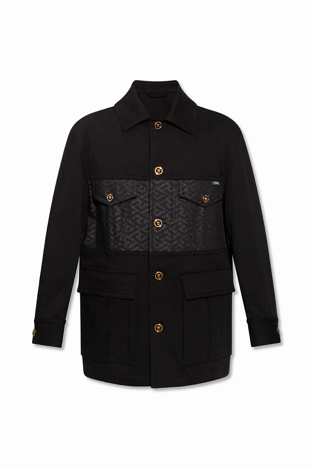BLACK Cotton jacket with ‘La Greca’