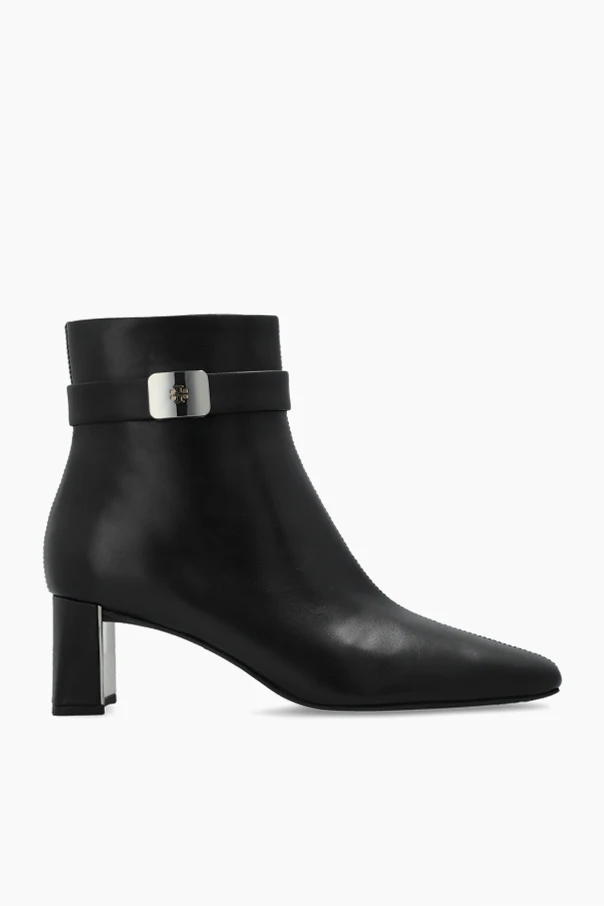 BLACK Leather ankle boots `Georgia`