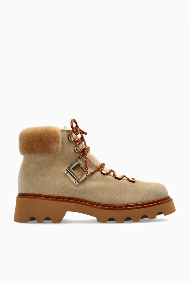 beige Suede snow boots