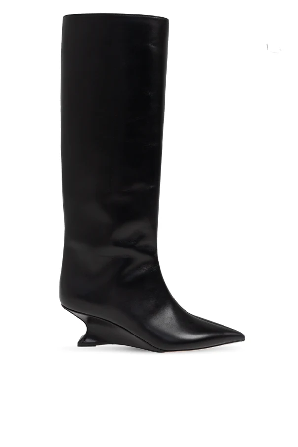 BLACK "Nina" wedge heel boots