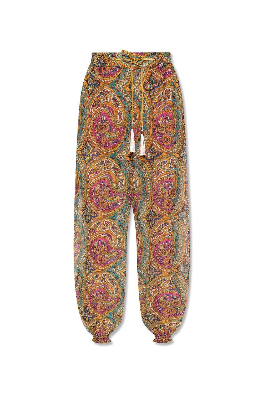 Silk trousers with paisley pattern