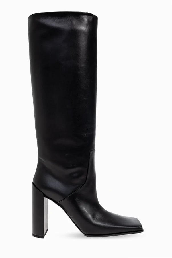 BLACK Leather knee boots
