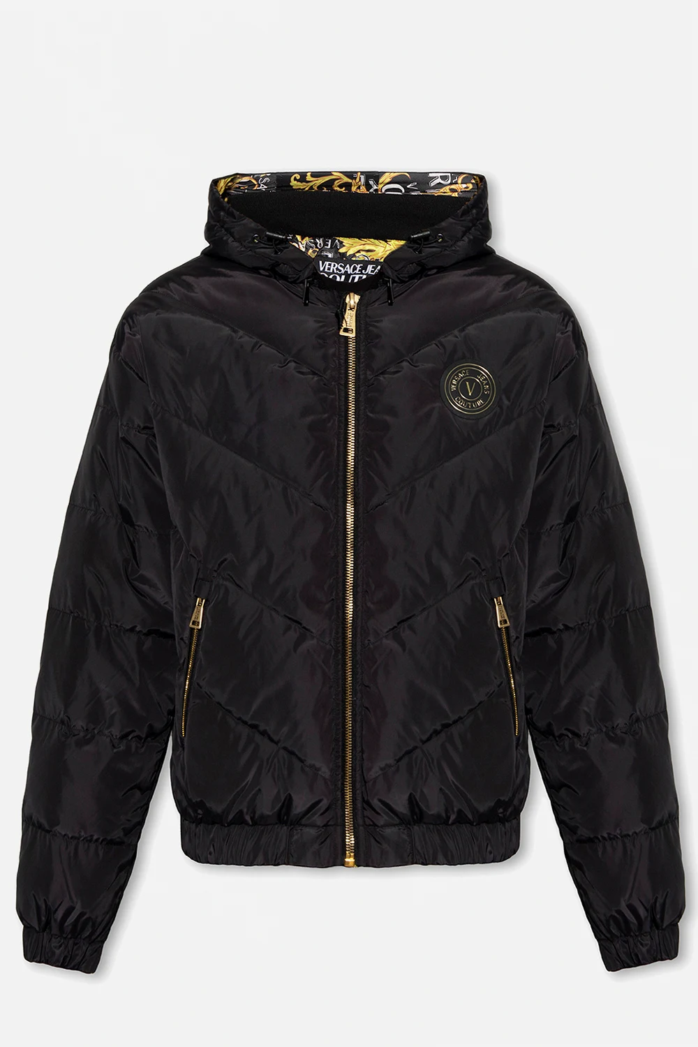 BLACK Hooded quilted jacket