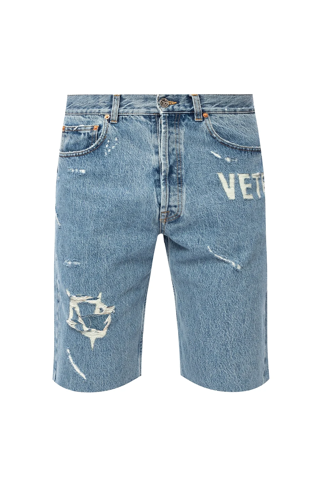 Raw edge denim shorts
