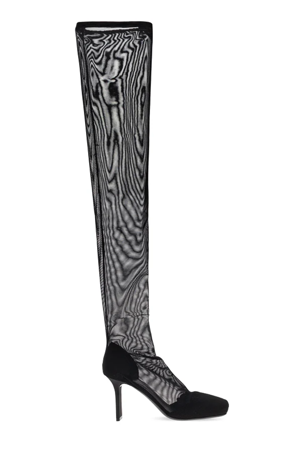 BLACK High-heeled long boots