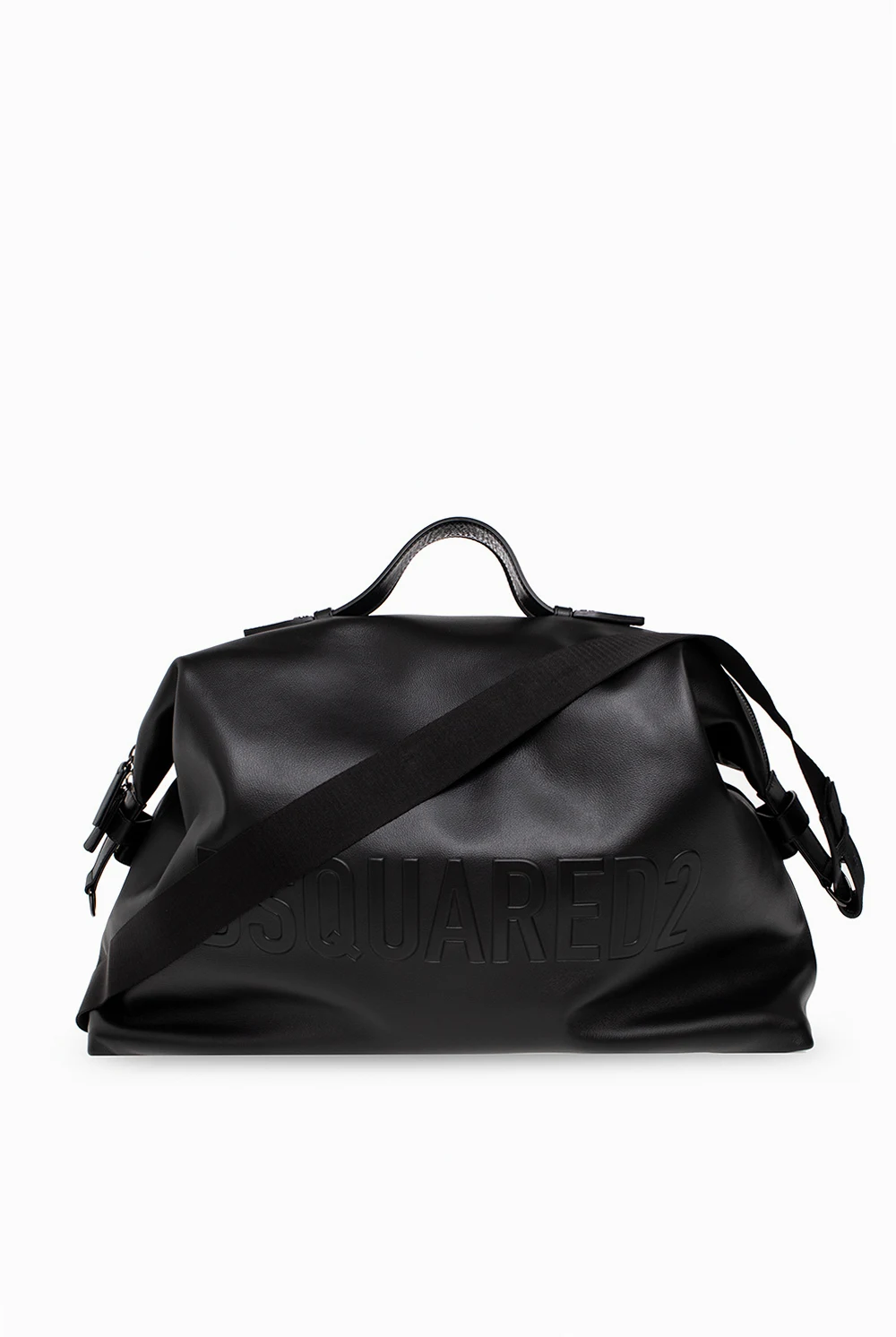 BLACK Leather holdall bag