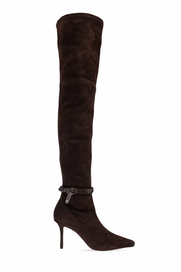 BROWN Suede heeled knee boots "Camie"