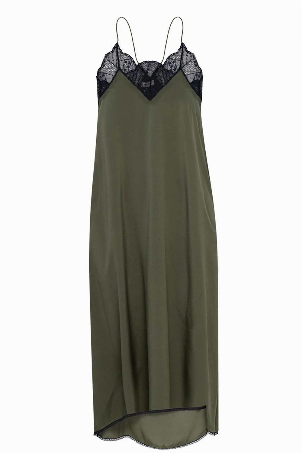 Silk dress with lace trim
