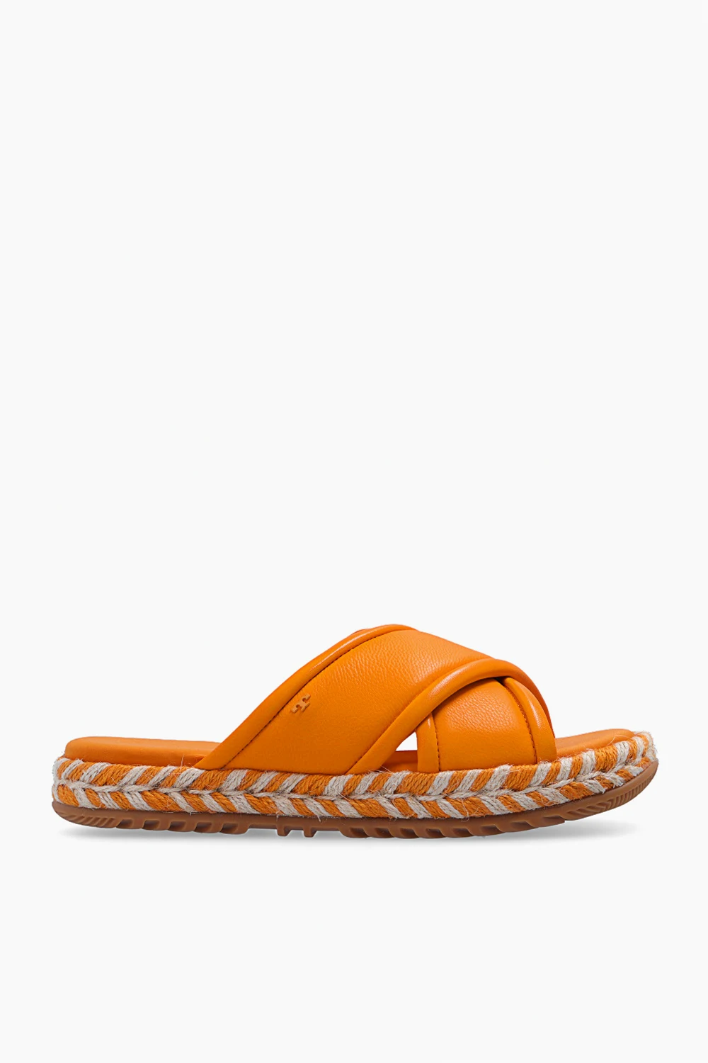 ORANGE ‘Crisscross’ leather slides