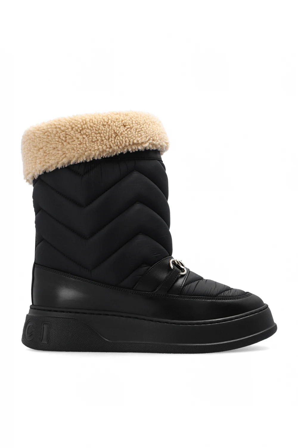 BLACK Quilted snow boots