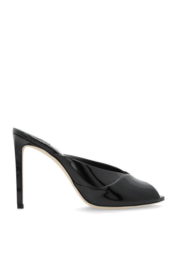 CZARNY Klapki na obcasie `Brigitte`