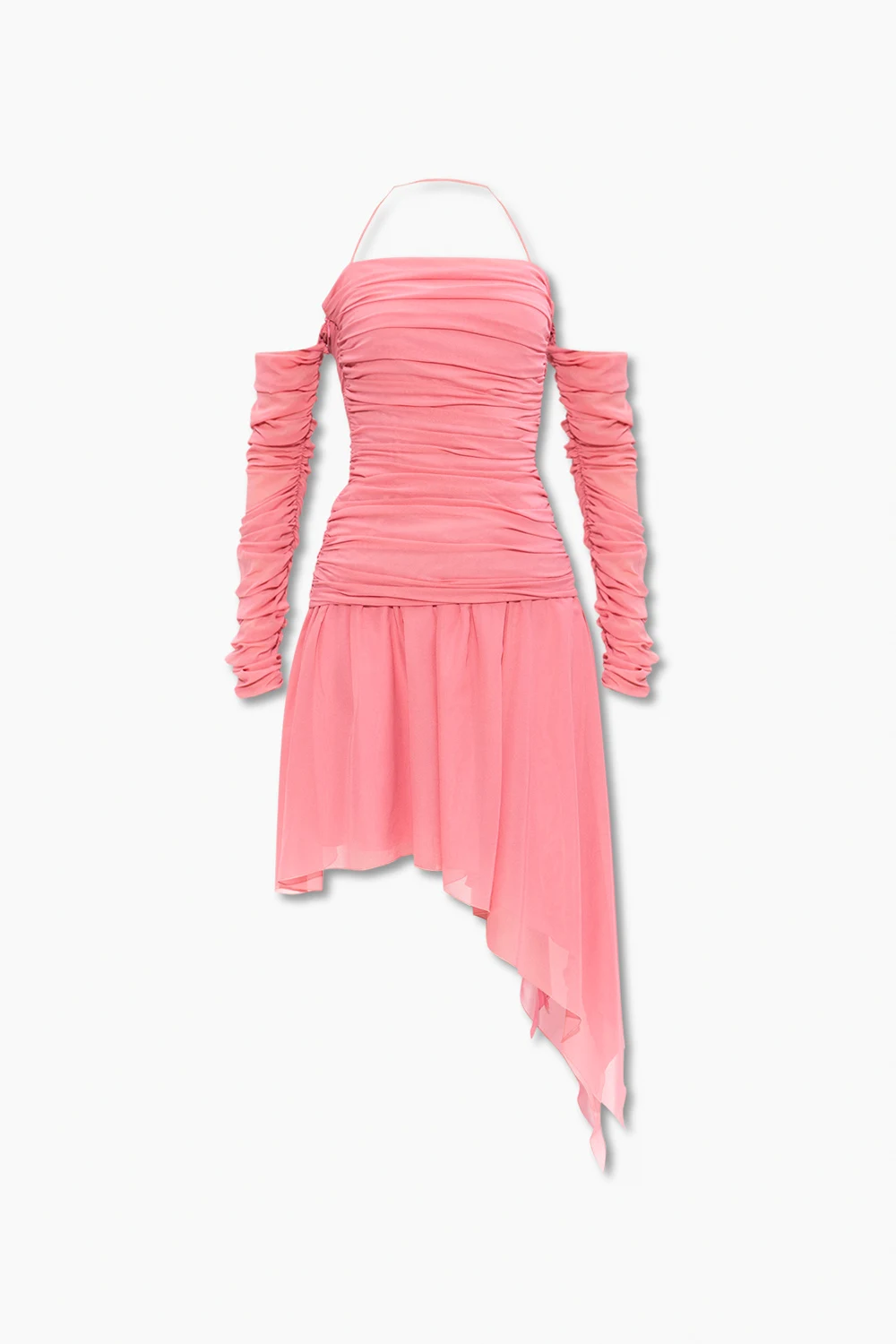 Ruched dress with detachable sleeves