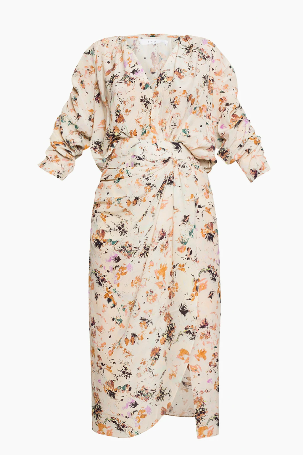beige Patterned dress with vent