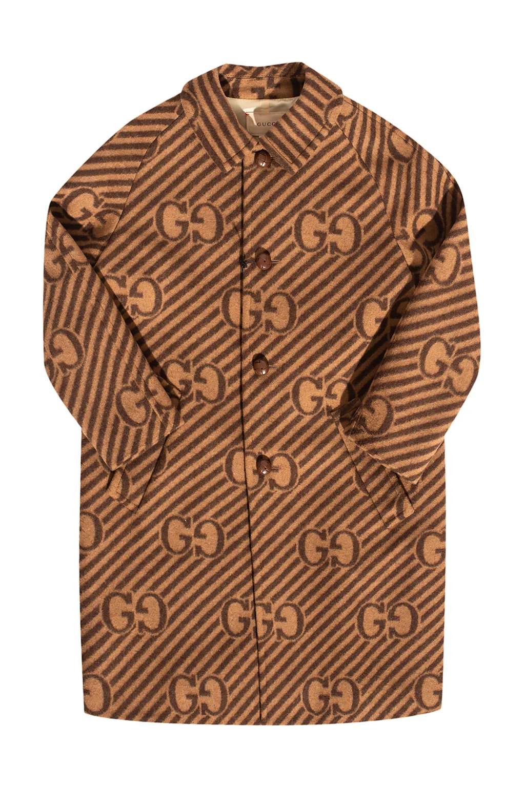 BROWN Wool coat with logo