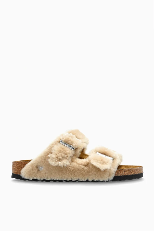 kremowy Klapki `Arizona Shearling Rivet Logo`