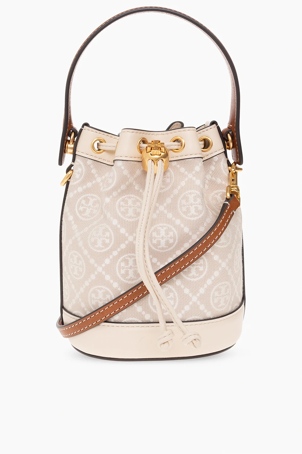 cream ‘T Monogram Mini’ bucket shoulder bag